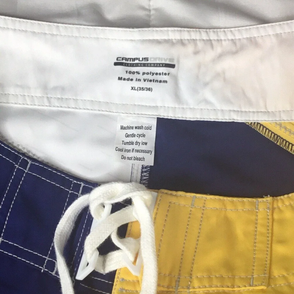 Swimmig Trucks Men size XL (35 36) Navy Blue Yellow UCLA Cargo Short Board